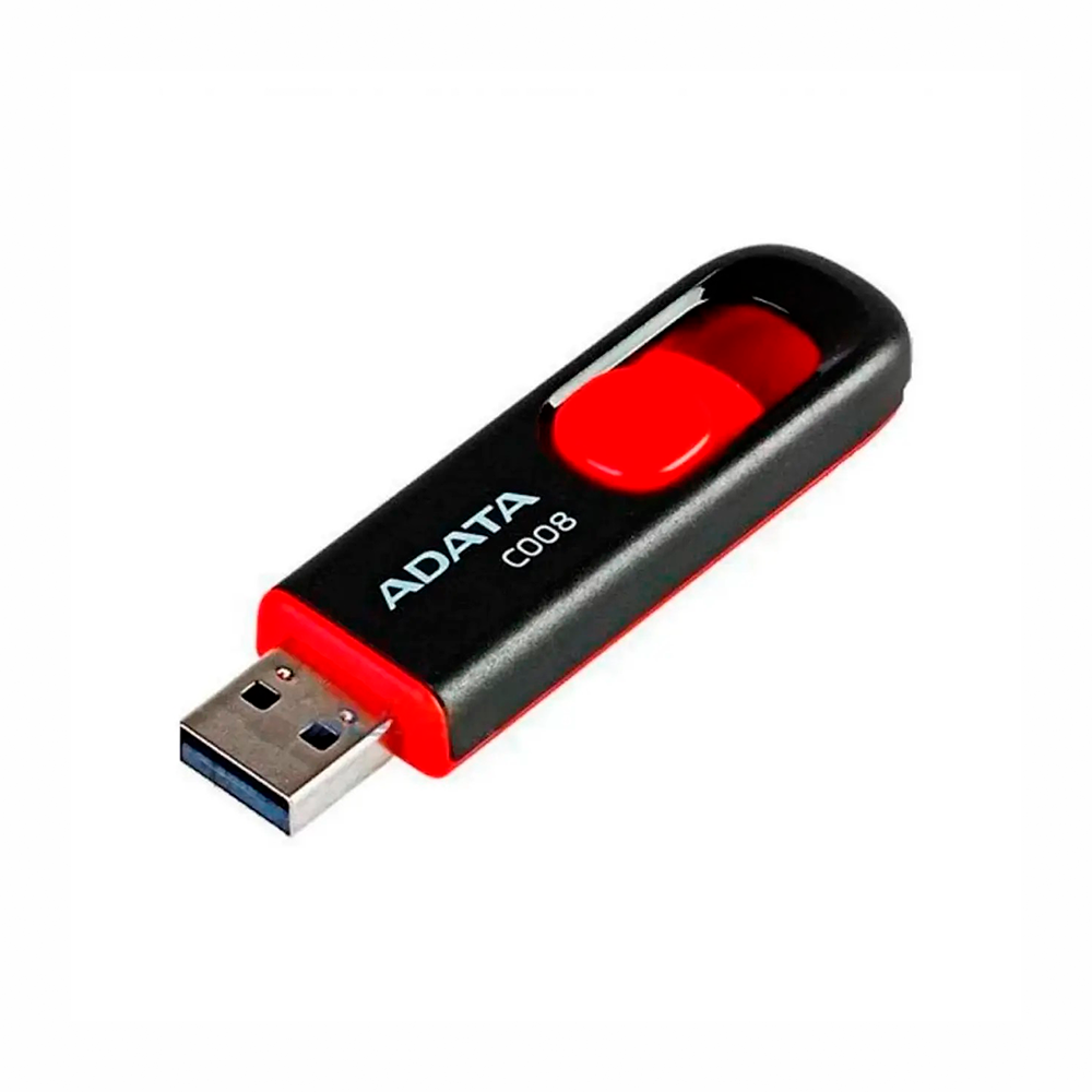 ADATA C008 64GB | Capless Retractable Flash Drive | red and black