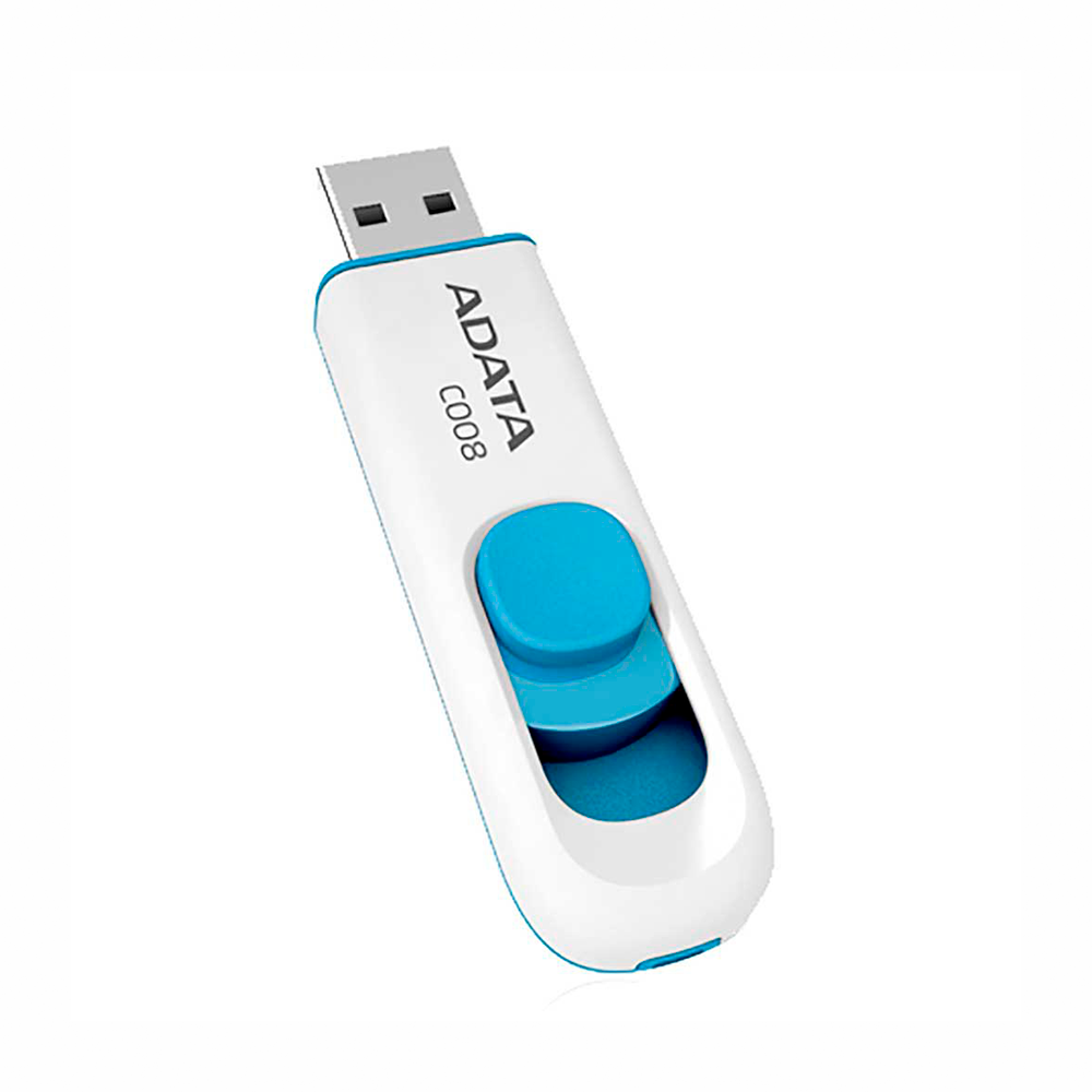 ADATA C008 64GB | Capless Retractable Flash Drive | White and blue