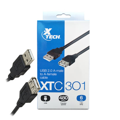 Cable USB 2.0 macho A hembra (1,8m) XTECH