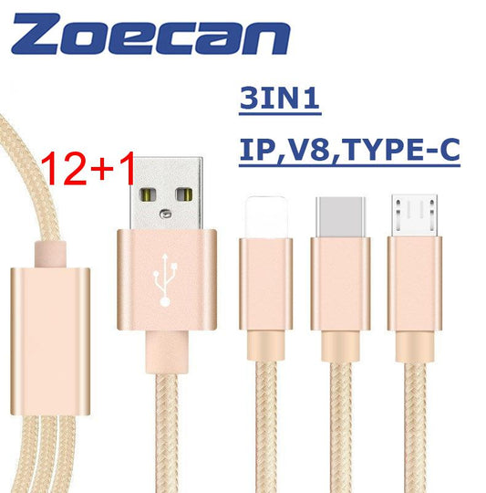 Cable 3 IN 1 P/IP TYPE-C MICRO 1.25M ZOECAN